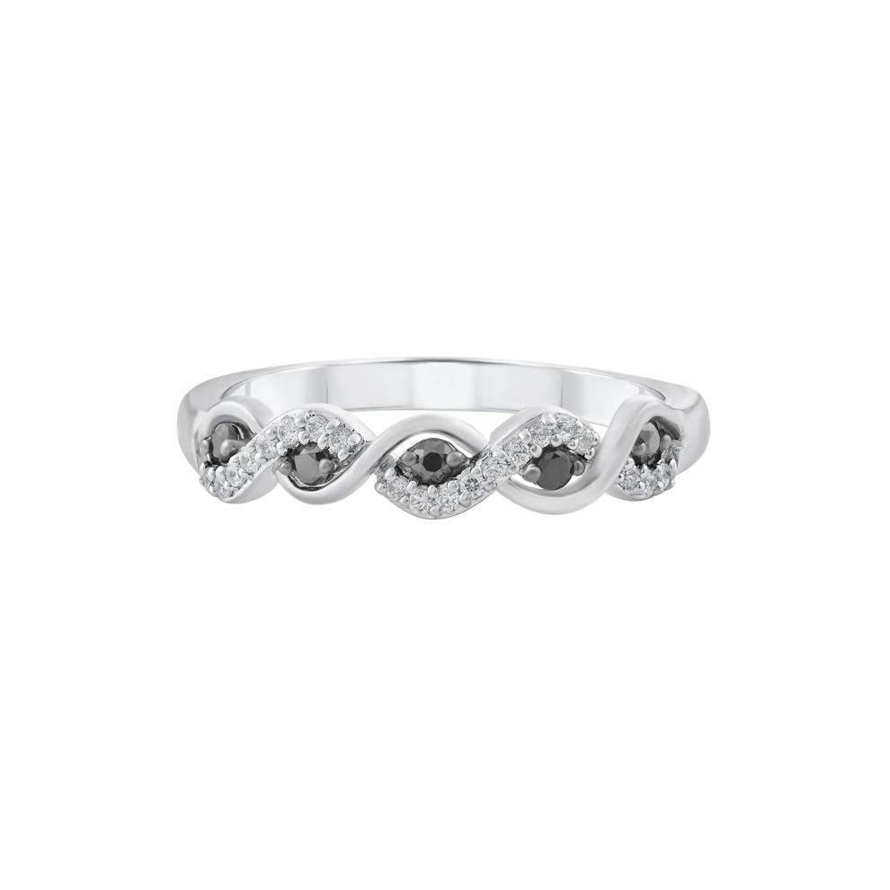 Black and White Diamond Twist Ring in Sterling Silver (1/4 ct. tw.) – Image 1 of 3
