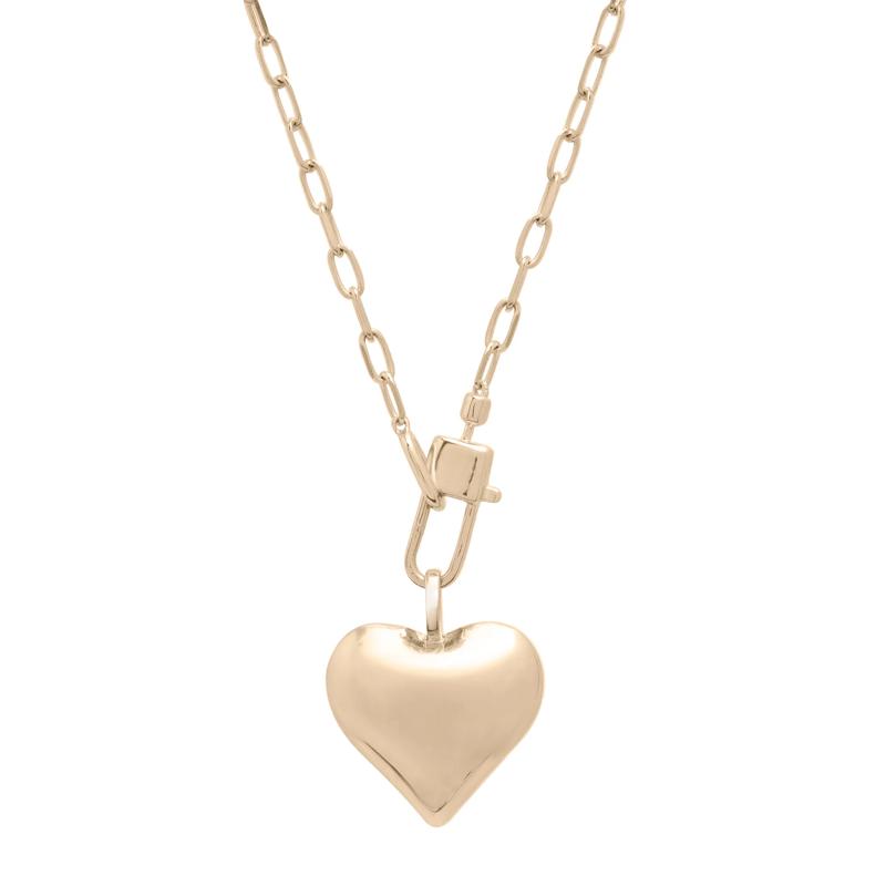 Puffy Heart Lock Necklace in Vermeil – Image 1 of 7