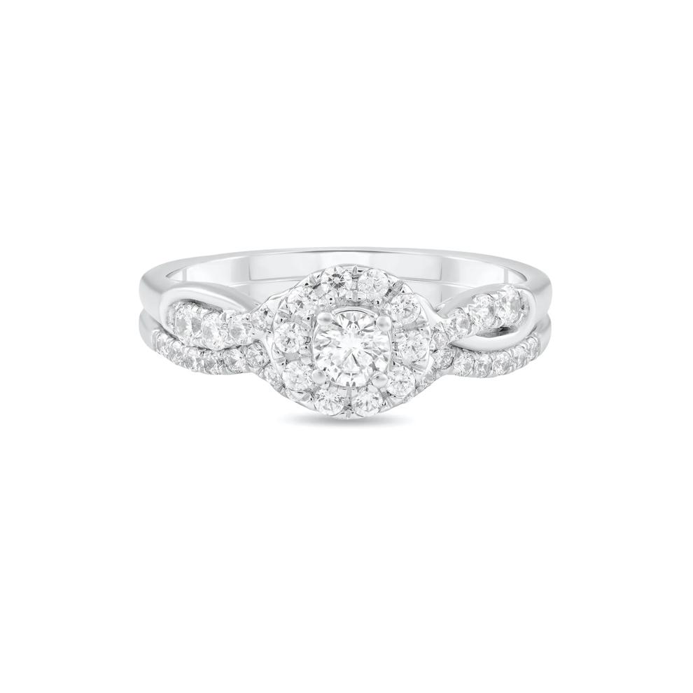 Diamond Round Halo Center Engagement Set in 10K White Gold (5/8 ct. tw.) – Image 1 of 6