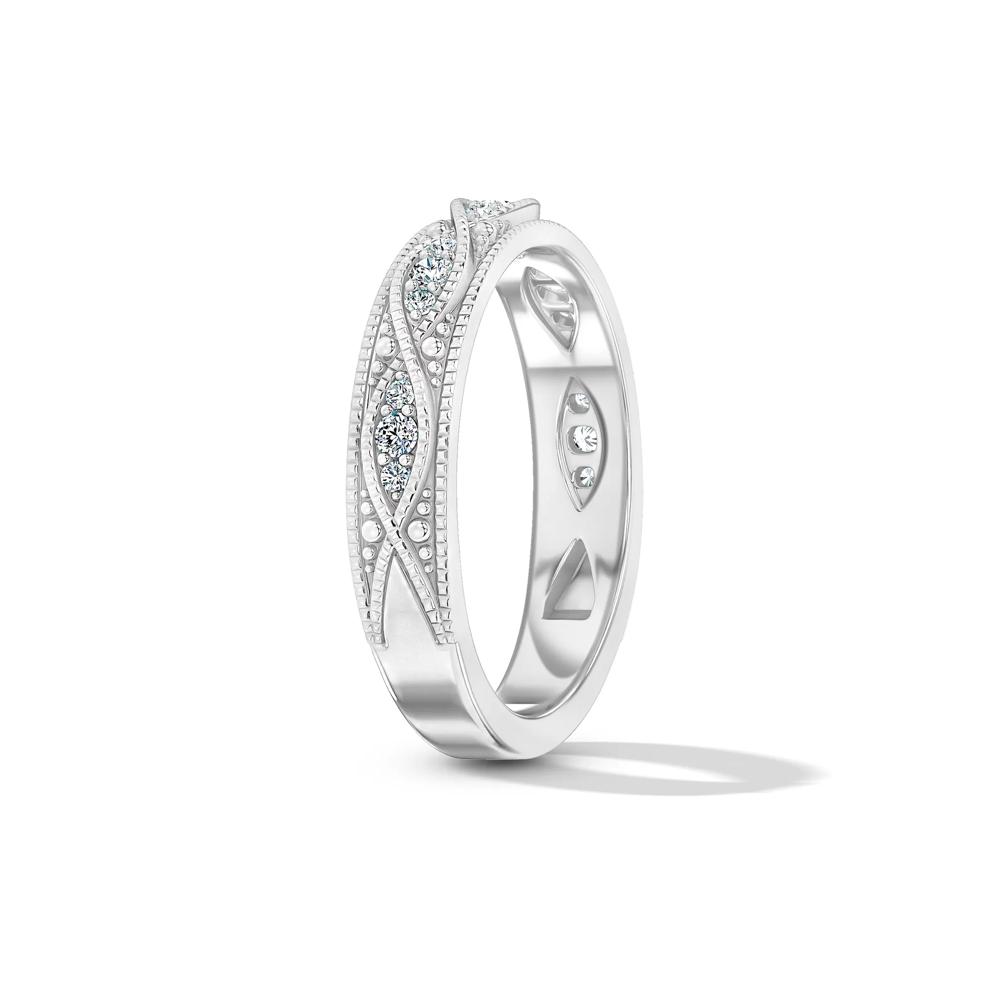 Lab Grown Diamond Vintage Anniversary Band in 10K White Gold (1/7 ct. tw.) – Image 3 of 4