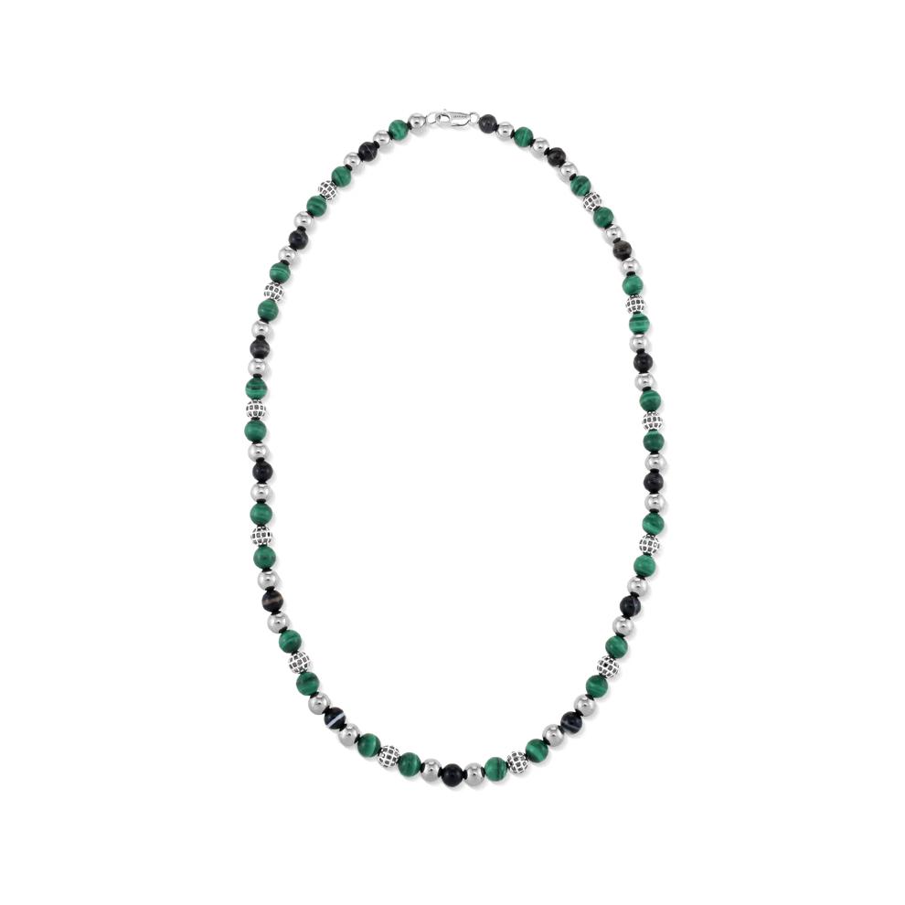 Men's Black Diamond &amp; Mixed Beads Beaded Chain Necklace in Sterling Silver, 20" (2 7/8 ct. tw.) – Image 3 of 4