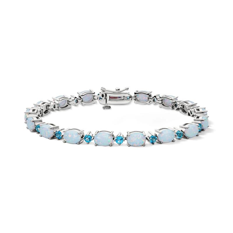 Lab-Created Opal and Blue Topaz Bracelet in Sterling Silver – Image 1 of 1