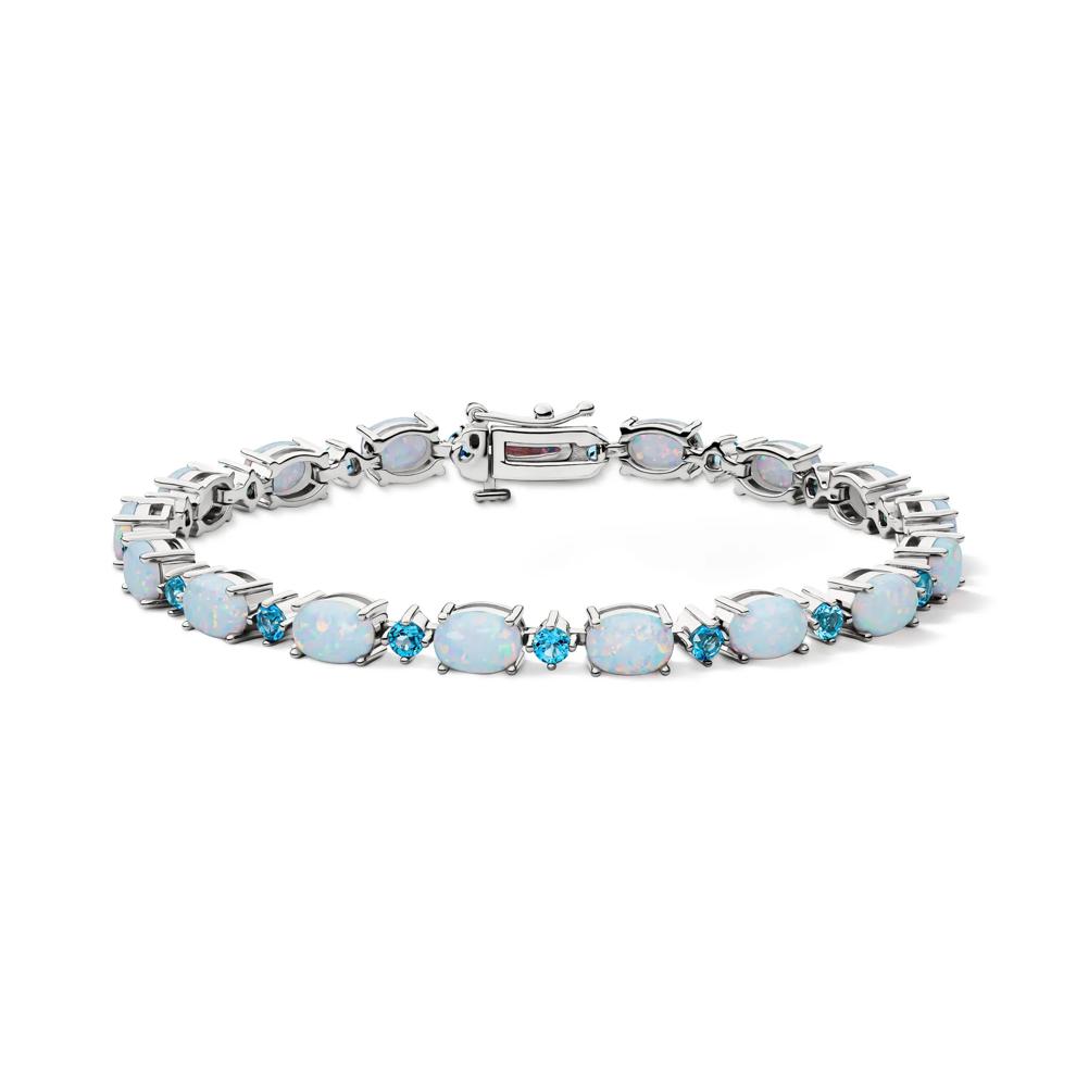 Lab-Created Opal and Blue Topaz Bracelet in Sterling Silver – Image 1 of 2
