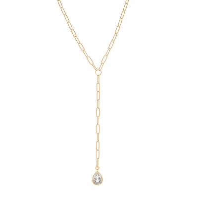 Lab-Created White Sapphire Lariat Necklace in Vermeil