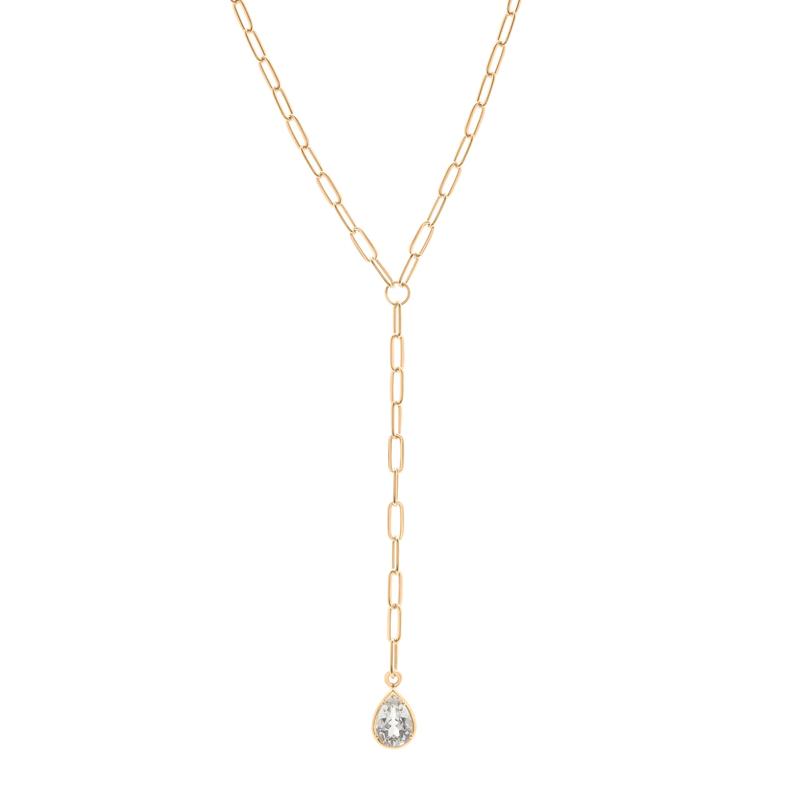 Lab-Created White Sapphire Lariat Necklace in Vermeil – Image 1 of 6