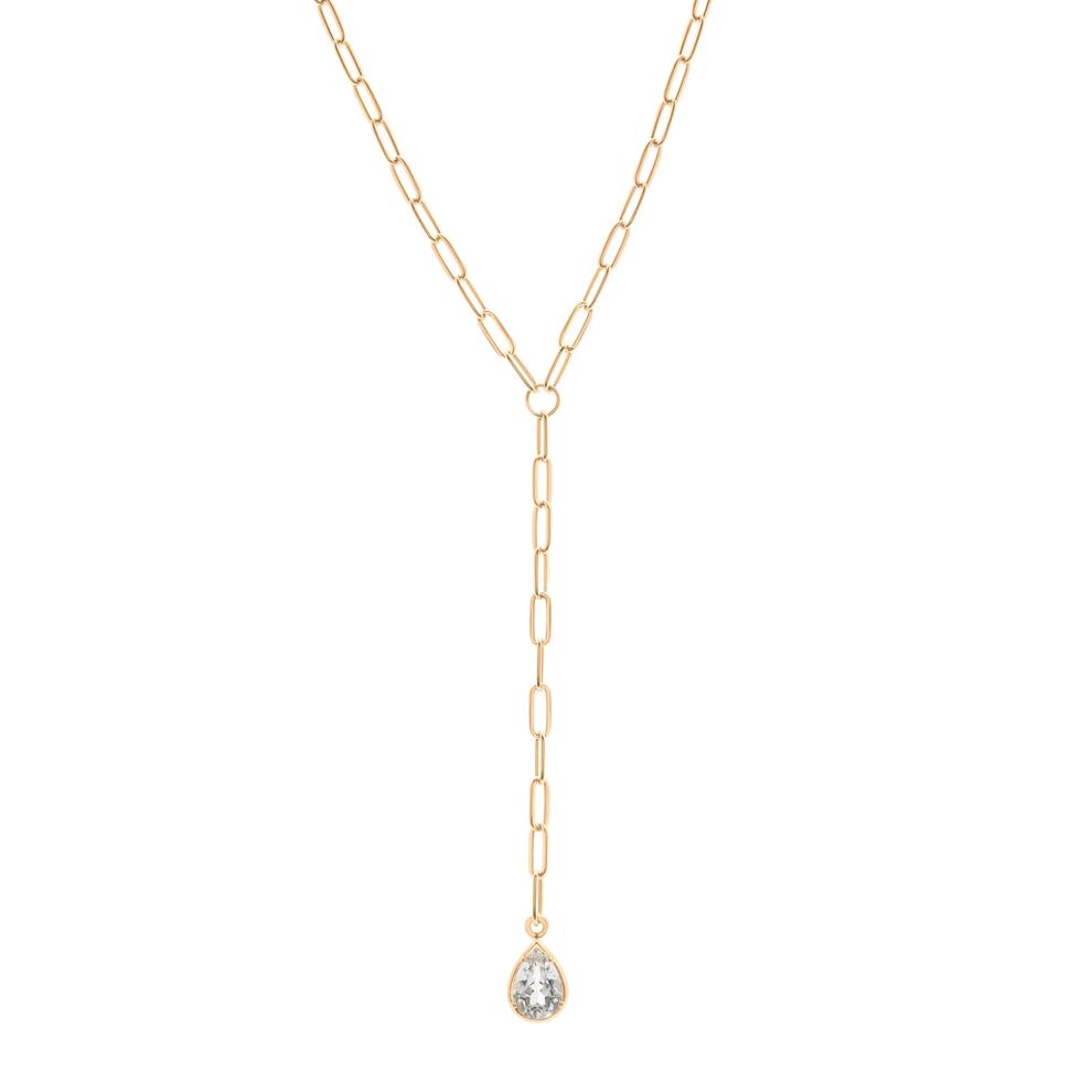 Lab-Created White Sapphire Lariat Necklace in Vermeil – Image 1 of 6
