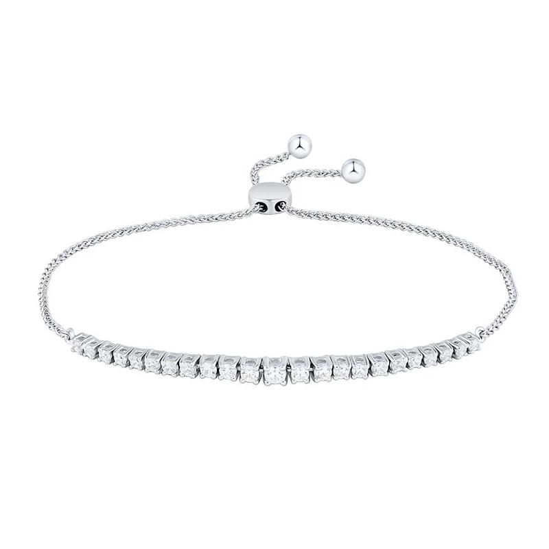 Lab Grown Diamond Bolo Bracelet in 14K White Gold &#40;1 ct. tw.&#41; – Image 1 of 1