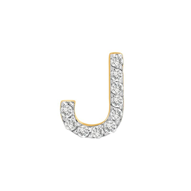 Single-Letter Stud Earring &ldquo;J&rdquo; with Diamond Accents in 10K Yellow Gold – Image 1 of 2