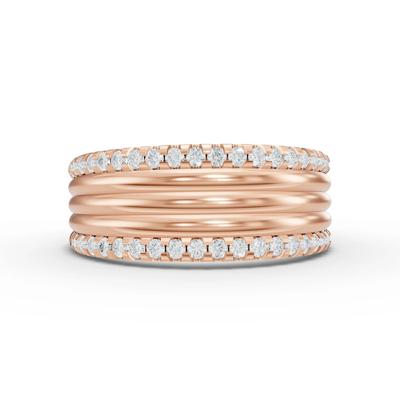 Lab Grown Diamonds Ribbed Multi-Row Band in 10K Rose Gold (3/8 ct. tw.)