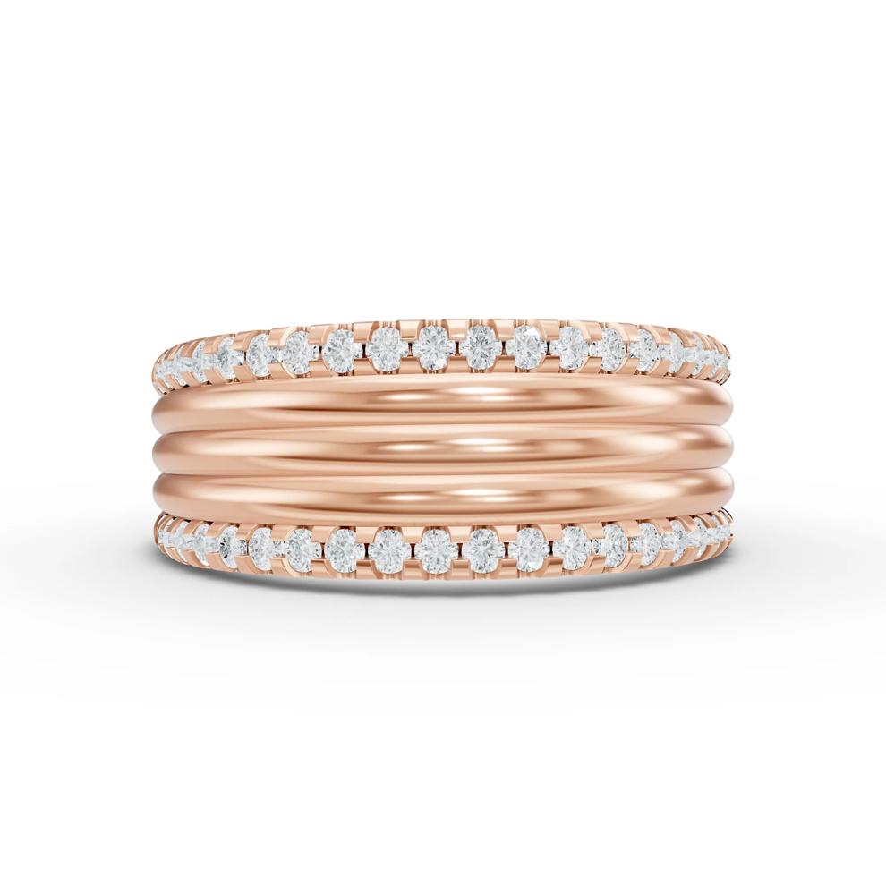 Lab Grown Diamonds Ribbed Multi-Row Band in 10K Rose Gold (3/8 ct. tw.) – Image 1 of 4