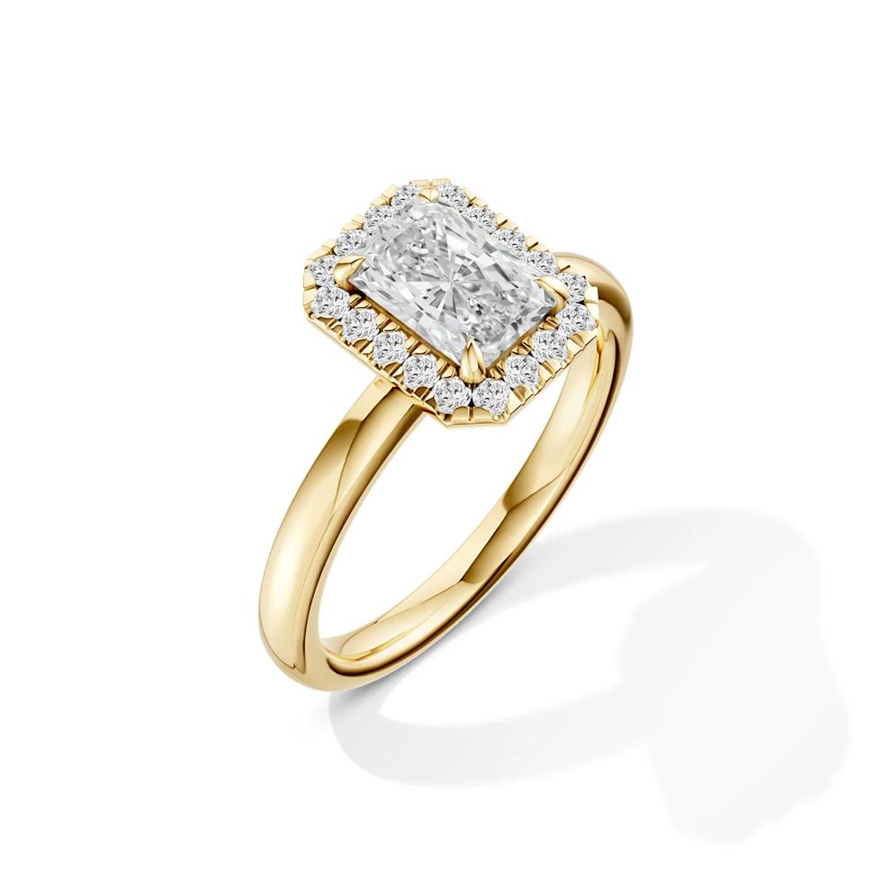 Diamond Radiant-Cut Halo Engagement Ring in 18K Yellow Gold (1 1/4 ct. tw.) – Image 2 of 5