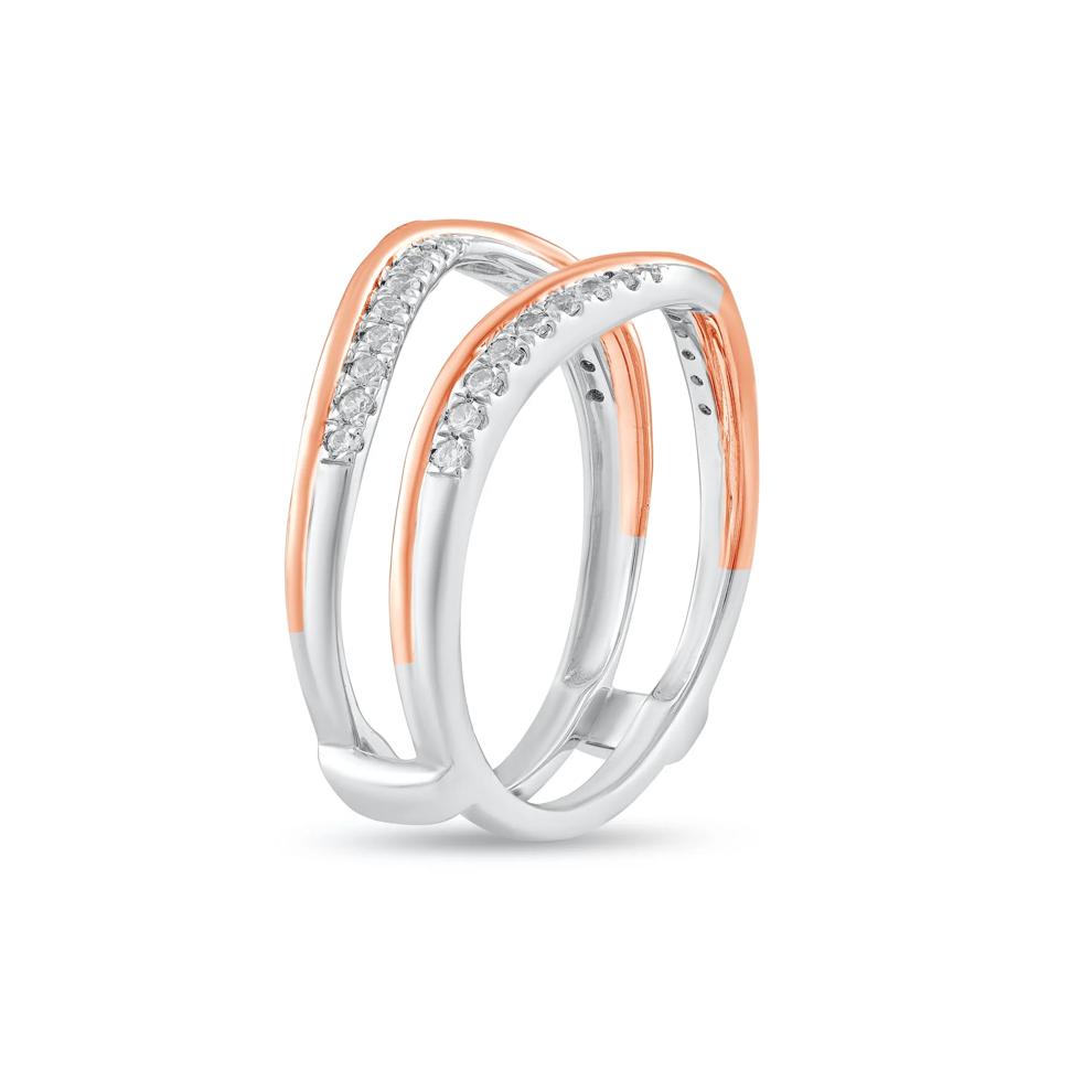 Diamond Insert Ring in 10K White &amp; Rose Gold (1/4 ct. tw.) – Image 3 of 4