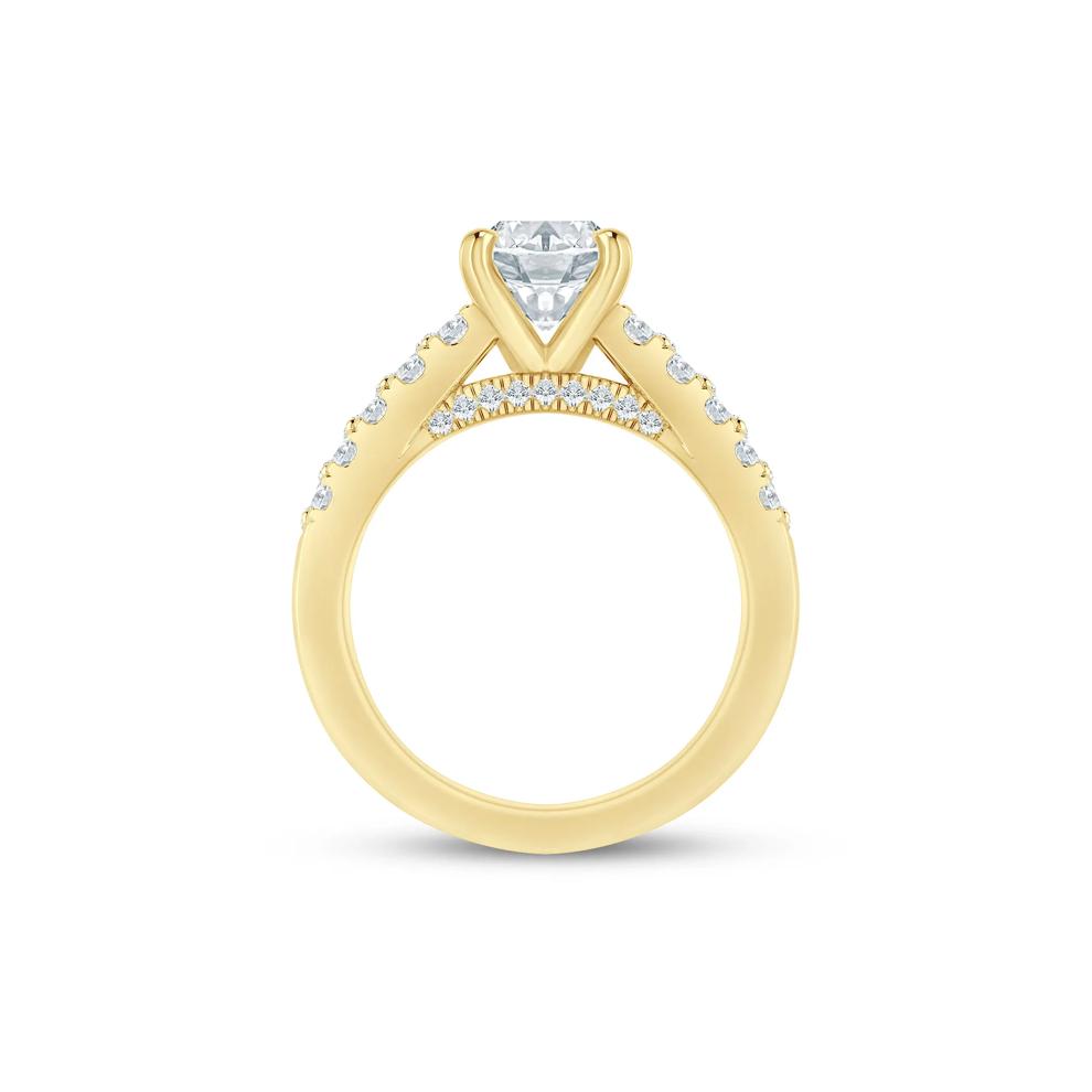 Lab Grown Diamond Double-Row Semi-Mount Ring in 14K Yellow Gold (1 ct. tw.) – Image 3 of 6