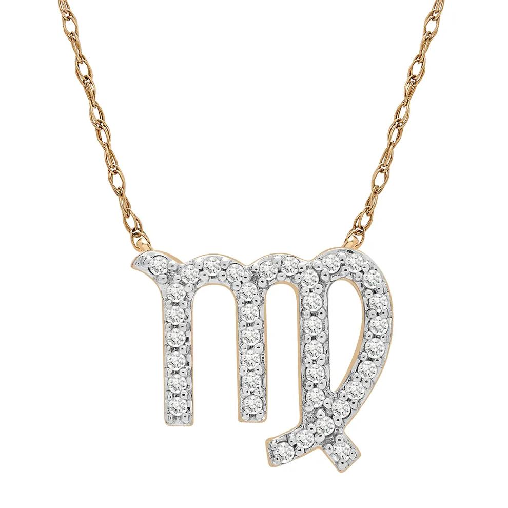 Virgo Zodiac Necklace with Diamonds in 10K Yellow Gold (1/10 ct. tw.) – Image 1 of 3