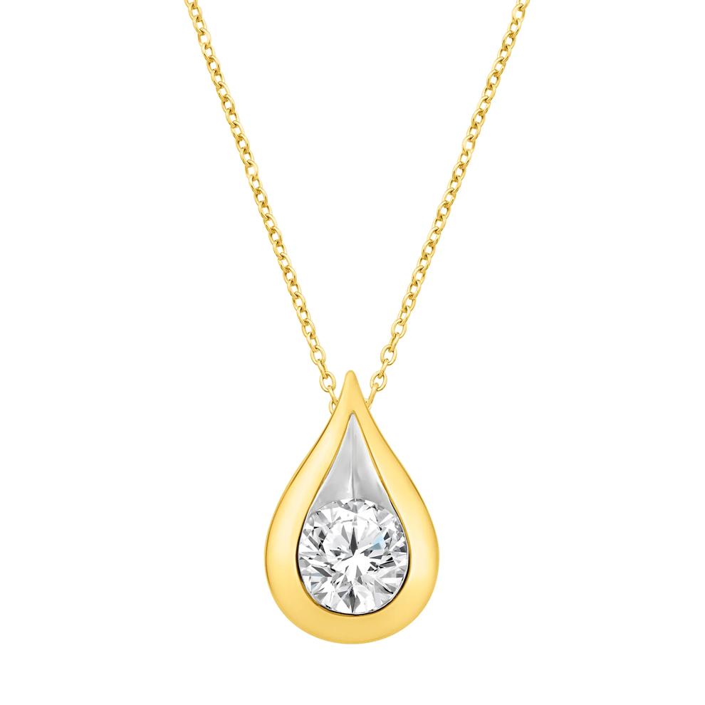 Lab Grown Diamond Tear Drop Pendant in 14K Yellow Gold (1/2 ct. tw.) – Image 1 of 3