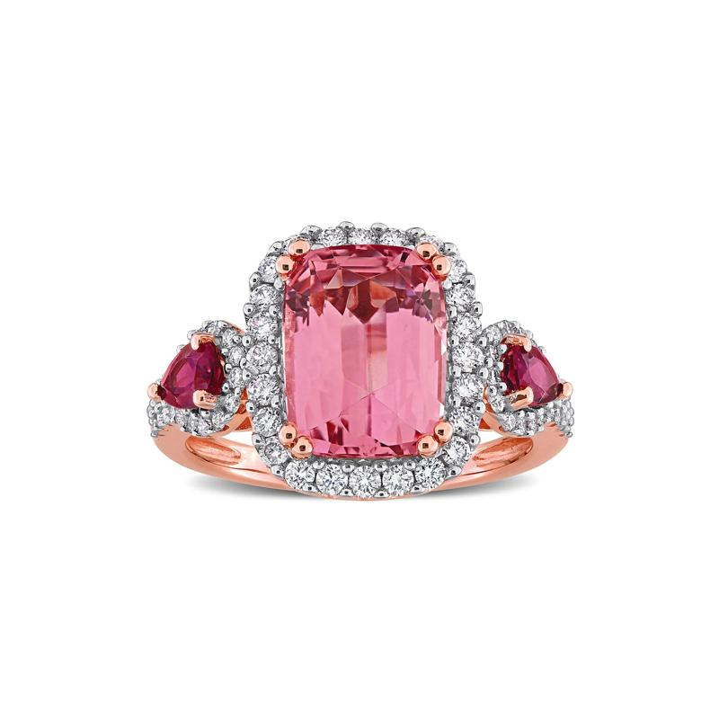 Pink Tourmaline &amp; Diamond Ring in 14K Rose Gold &#40;1/2 ct. tw.&#41; – Image 1 of 7