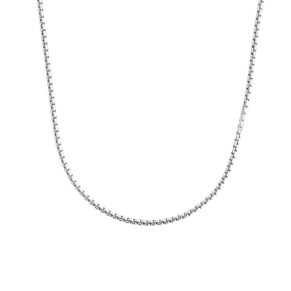 Round Box Chain Necklace in Sterling Silver, 2.2MM, 20" – Image 2 of 2
