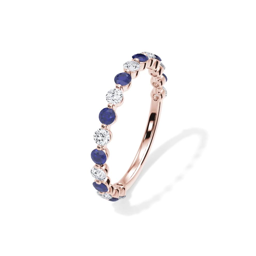 Lab Grown Diamond  &amp; Lab-Created Sapphire Half Eternity Anniversary Band in 14K Rose Gold (1/3 ct. tw.) – Image 4 of 4