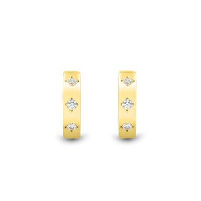 Lab Grown Diamond Three-Stone Hoop Earrings in Vermeil, 13MM (1/7 ct. tw.)