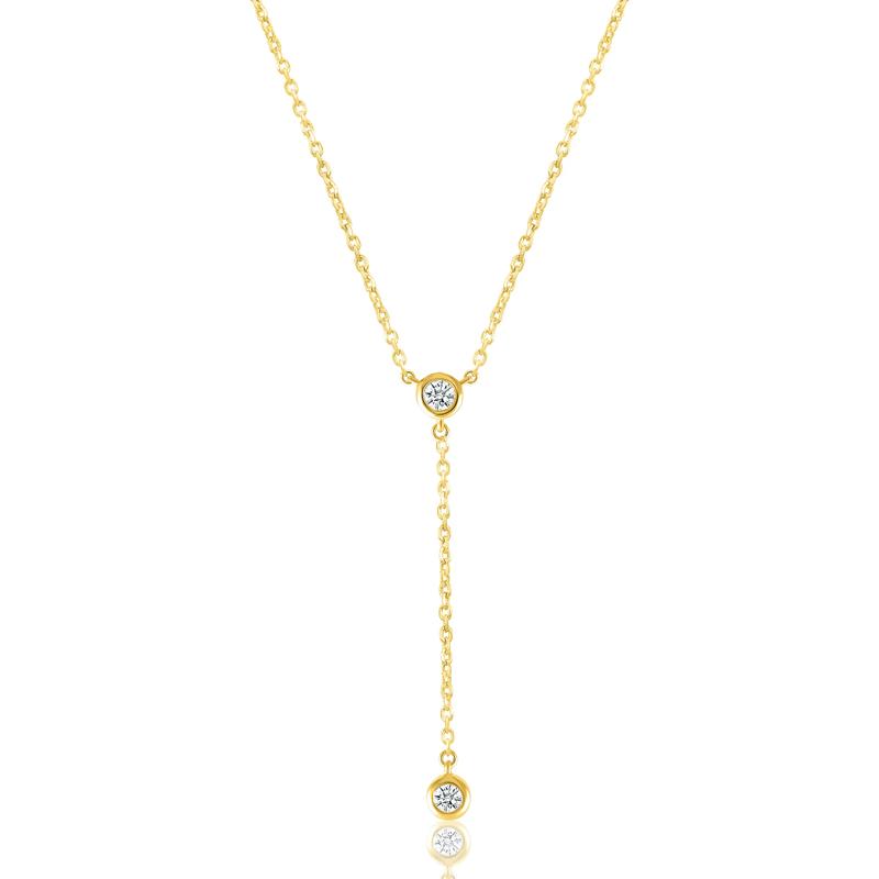 Diamond Lariat Necklace in 10K Yellow Gold &#40;1/10 ct. tw.&#41; – Image 1 of 3