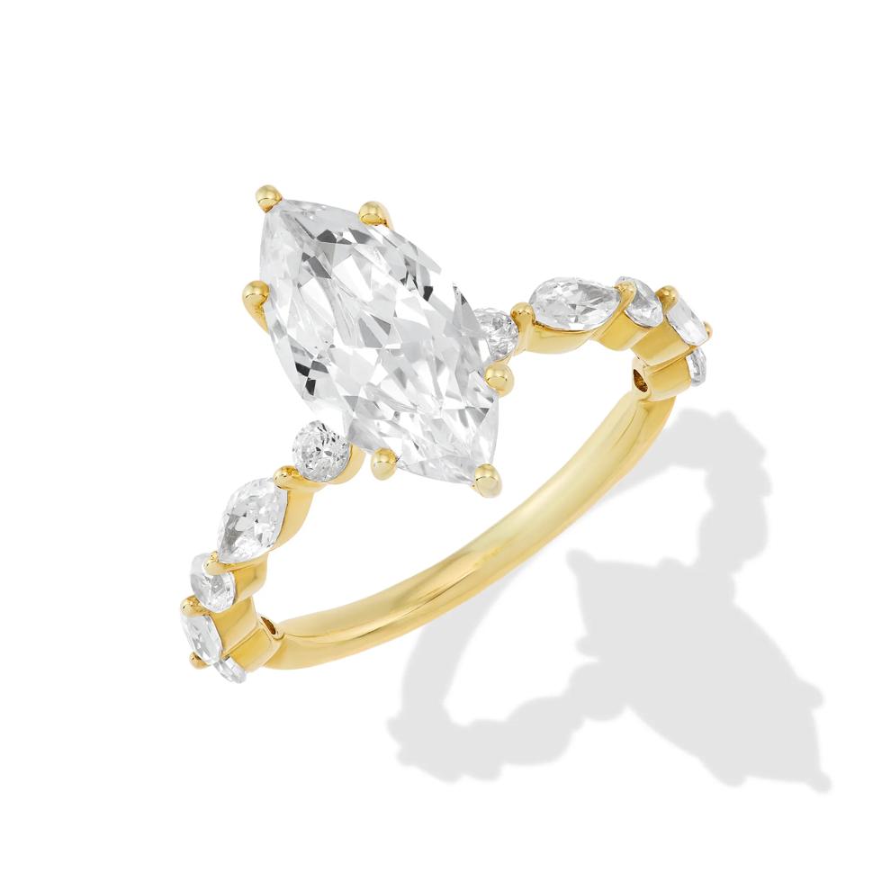 Lab Grown Marquise Diamond Engagement Ring in 14K Yellow Gold (3 1/8 ct. tw.) – Image 4 of 4