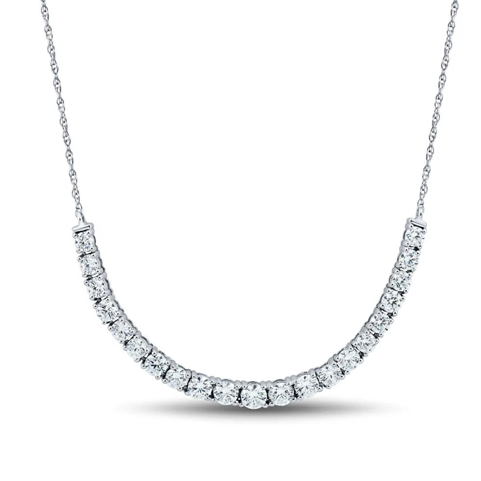 1 1/2 ct. tw. Lab Grown Diamond Graduated Necklace in 14K White Gold – Image 1 of 1