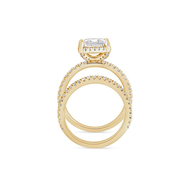 Lab Grown Diamond Princess-Cut Halo Bridal Set in 14K Yellow Gold &#40;2 3/4 ct. tw.&#41; – Image 2 of 3