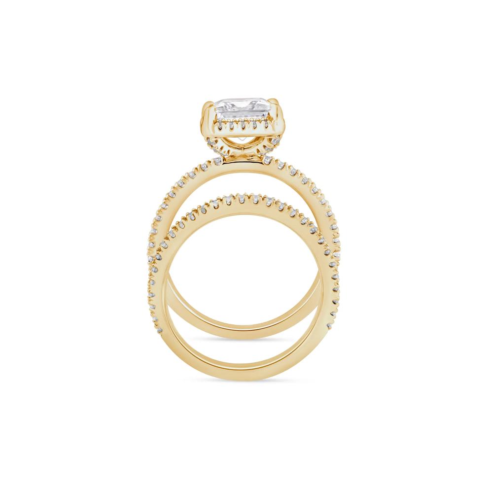 Lab Grown Diamond Princess-Cut Halo Bridal Set in 14K Yellow Gold (2 3/4 ct. tw.) – Image 2 of 3
