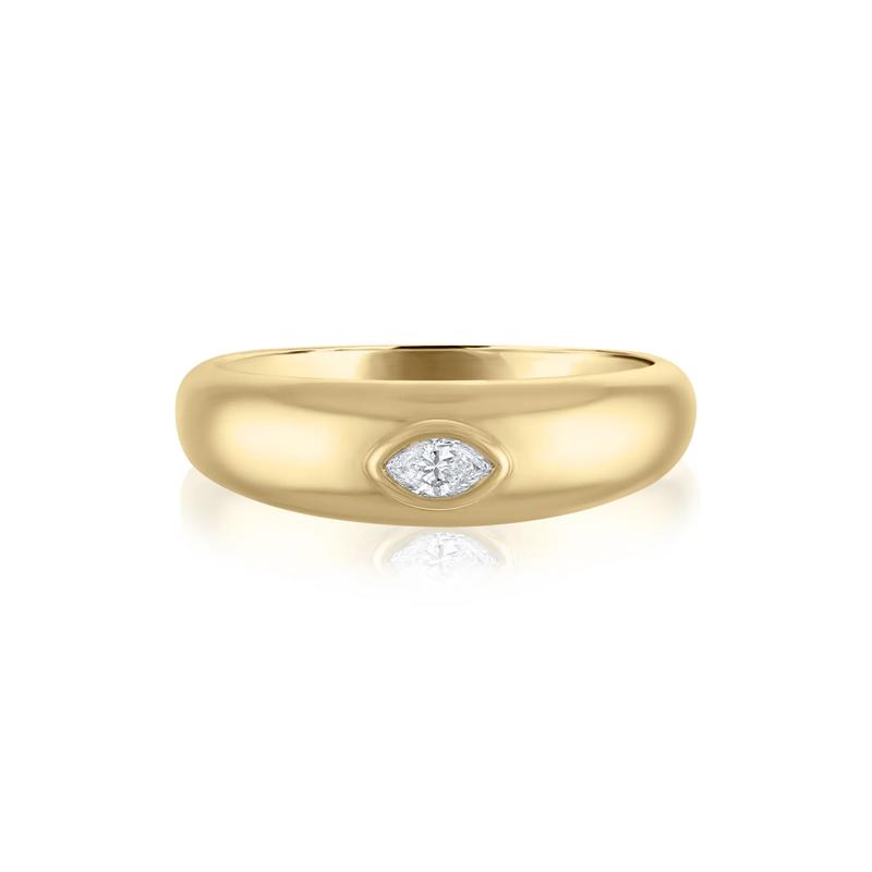 Marquise Diamond Ring in 10K Yellow Gold &#40;1/10 ct. tw.&#41; – Image 1 of 3