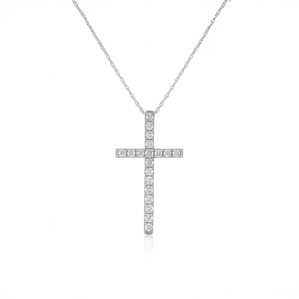 Diamond Cross Pendant in 14K White Gold (1/3 ct. tw.) – Image 1 of 3