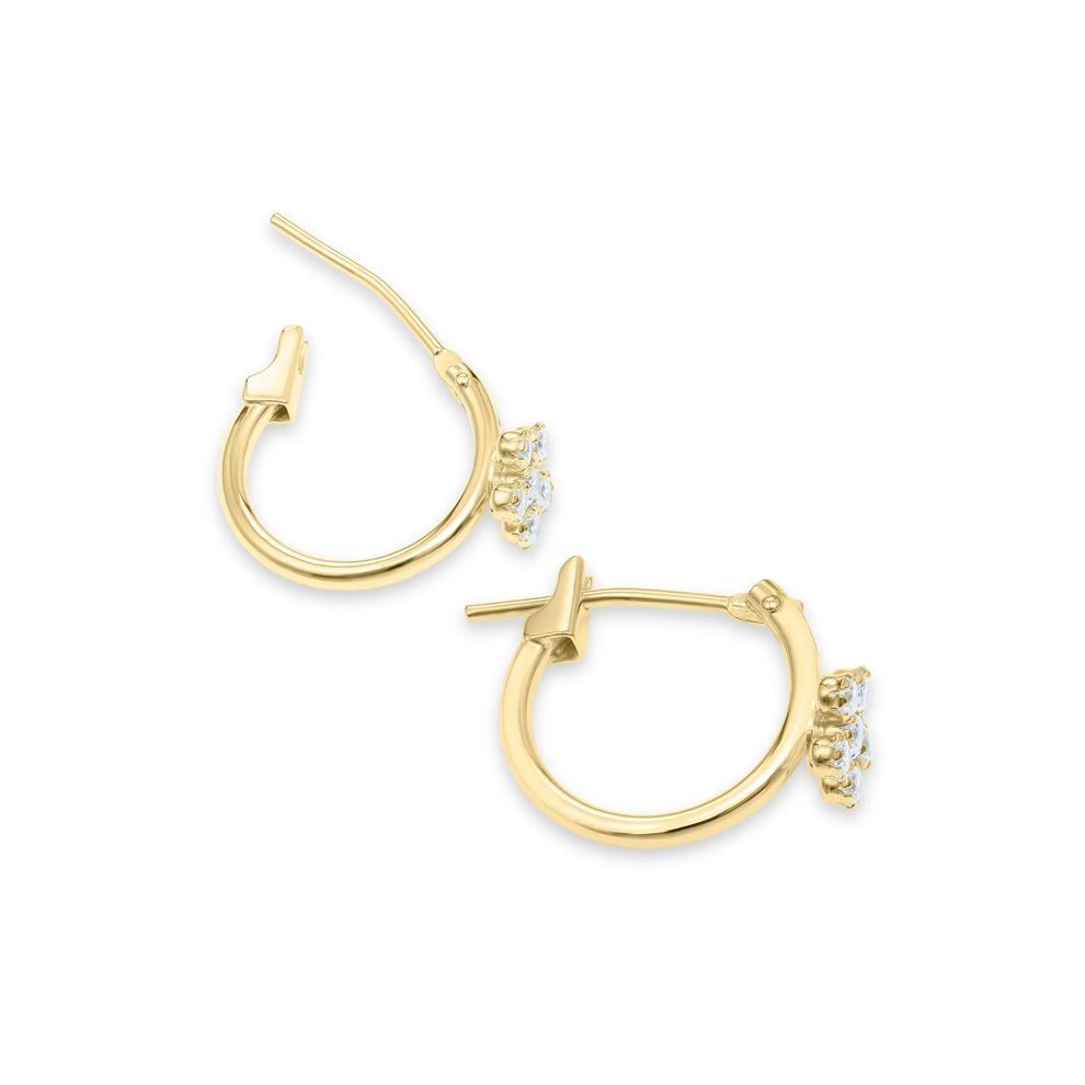 Children's Cubic Zirconia Flower Hoop Earrings in 14K Yellow Gold,  12mm – Image 2 of 2