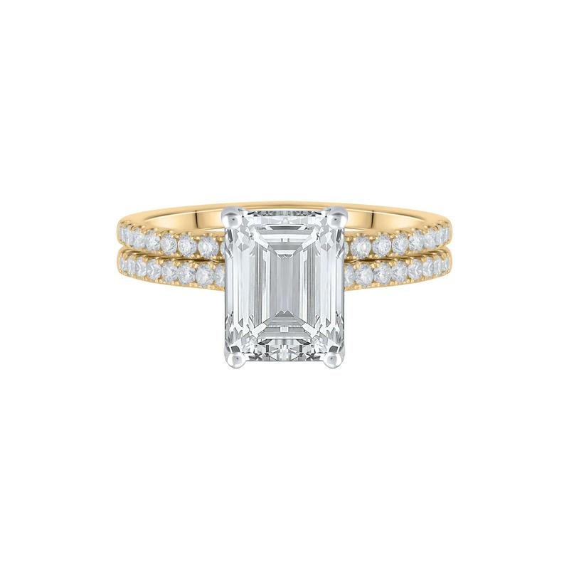 Lab Grown Diamond Emerald-Cut Wedding Set in 14K Yellow Gold (3 &frac12; ct. tw.) – Image 1 of 3