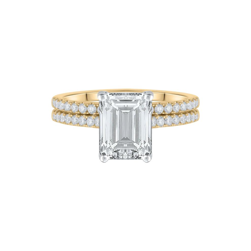 Lab Grown Diamond Emerald-Cut Wedding Set in 14K Yellow Gold (3 &frac12; ct. tw.) – Image 1 of 3