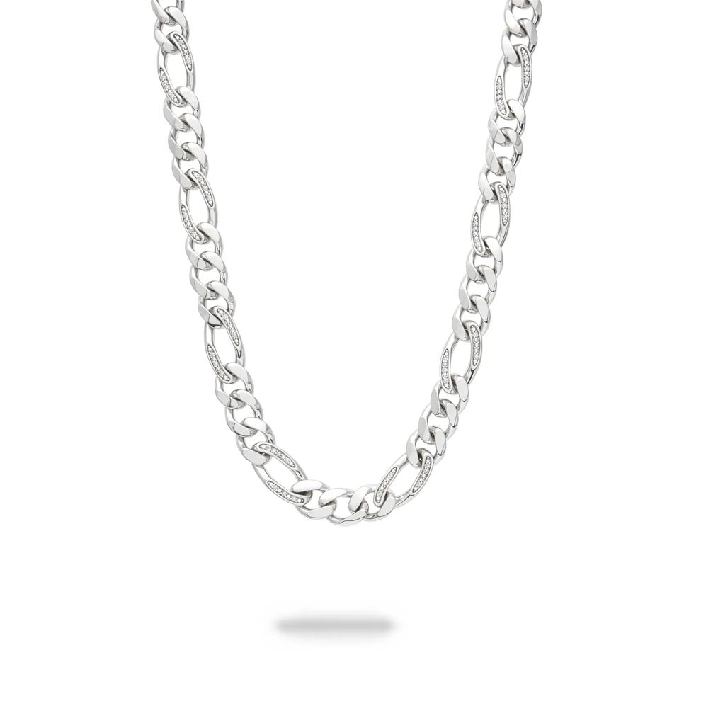 Diamond Figaro Chain Necklace in Sterling Silver, 24" (1/2 ct. tw.) – Image 1 of 4