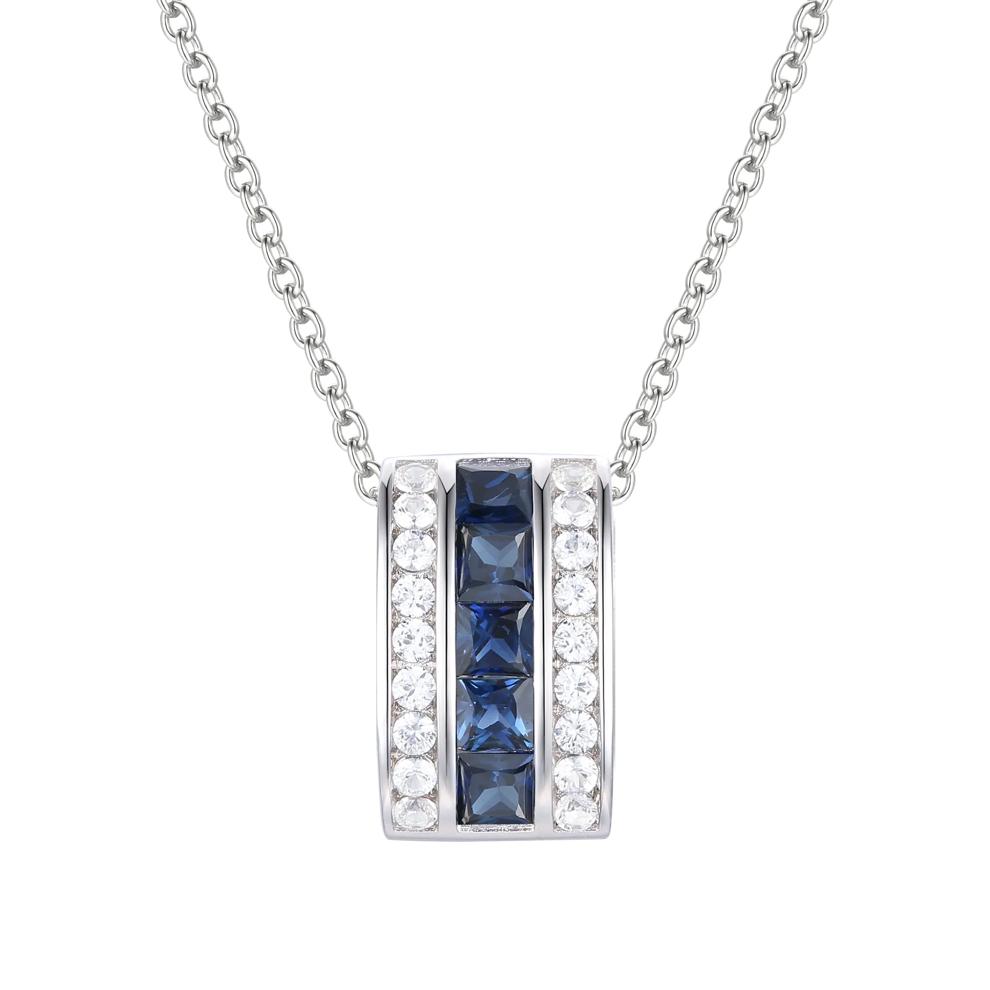 Blue Sapphire and Diamond Pendant in 10K White Gold (1/5 ct. tw.) – Image 1 of 3