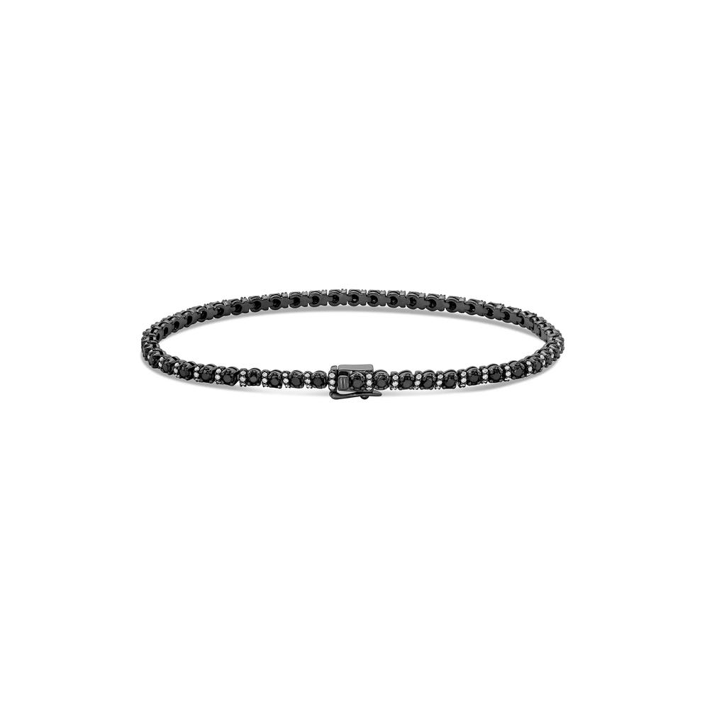 Men's Black &amp; White Diamond Link Bracelet in Sterling Silver (3 1/2 ct. tw.) – Image 2 of 2