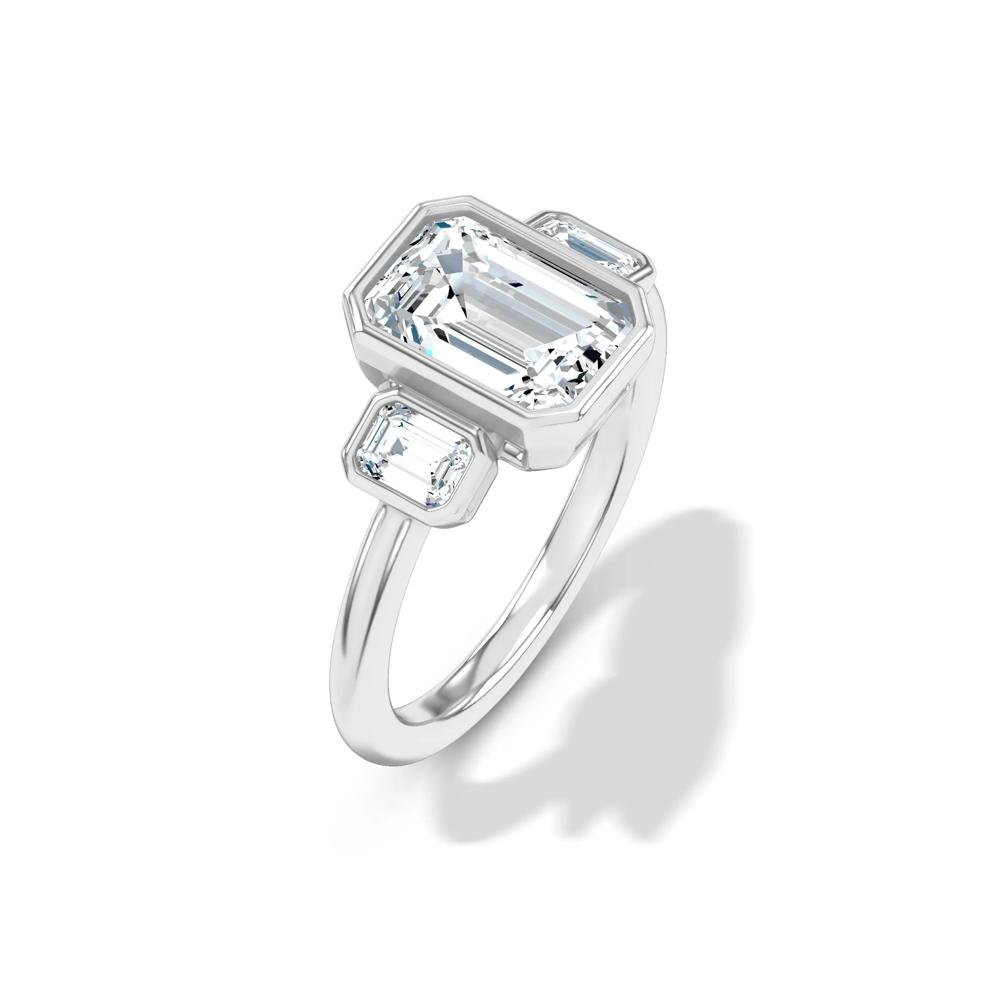 Lab Grown Diamond Bezel-Set Three-Stone Engagement Ring in 14K White Gold (3 ct. tw.) – Image 4 of 4