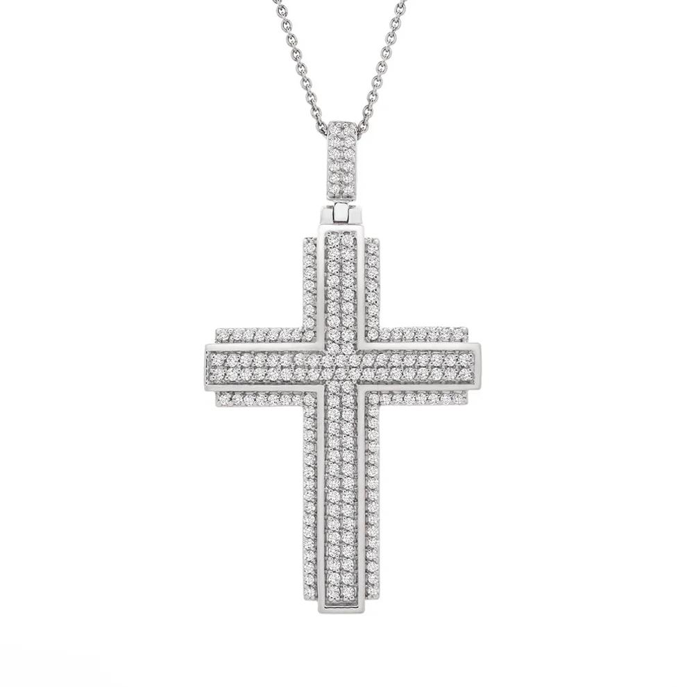 1 ct. tw. Diamond Cross Pendant in Sterling Silver – Image 1 of 3