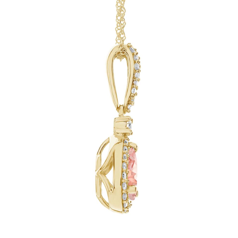 Morganite and Diamond Pendant in 10K Yellow Gold (1/5 ct. tw.) – Image 2 of 3