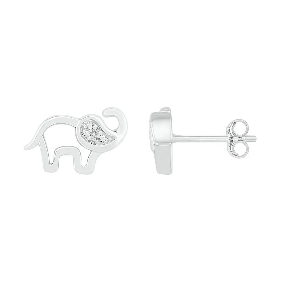 Diamond Elephant Earrings in Sterling Silver – Image 3 of 3