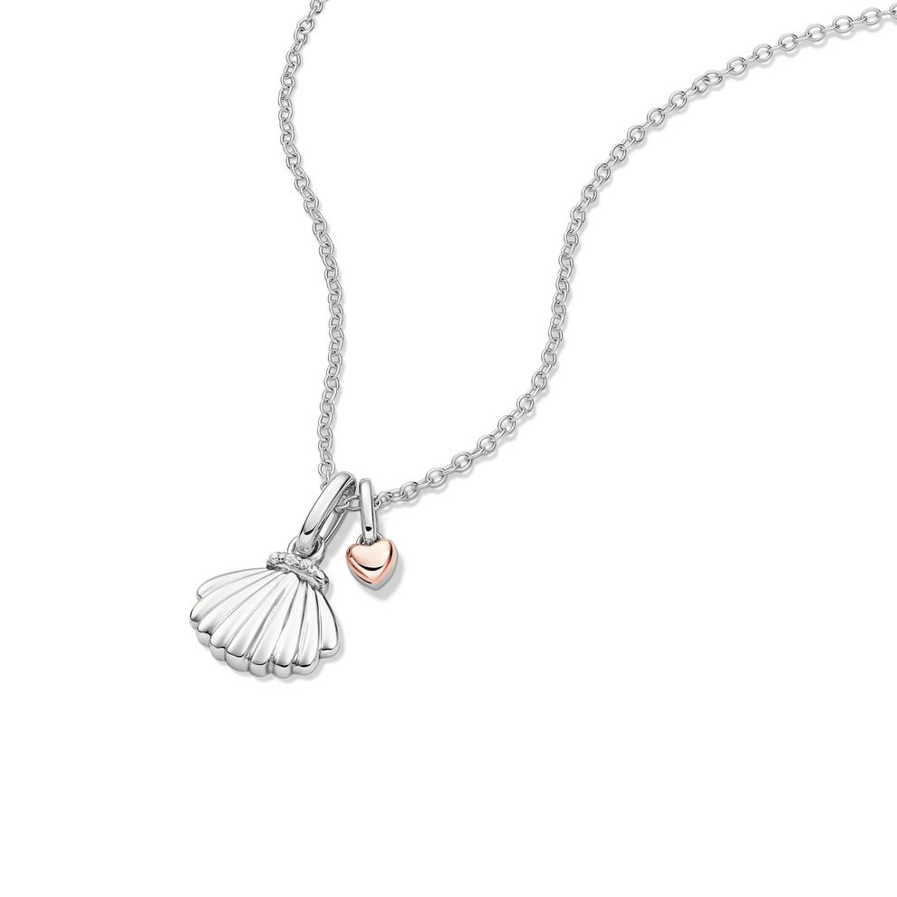 Lab Grown Diamond Accent Seashell Pendant in Sterling Silver &amp; 10K Rose Gold – Image 4 of 5