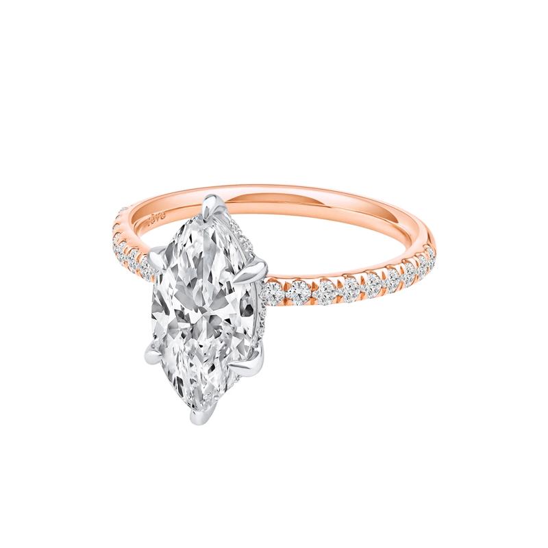 Palmer Lab Grown Diamond Marquise Engagement Ring in 14K Rose and White Gold &#40;2 7/8 ct. tw.&#41; – Image 5 of 5