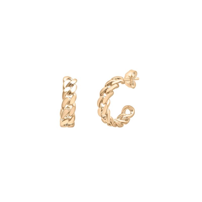 Curb Chain Open Huggie Hoop Earrings in Vermeil, 11MM – Image 1 of 4