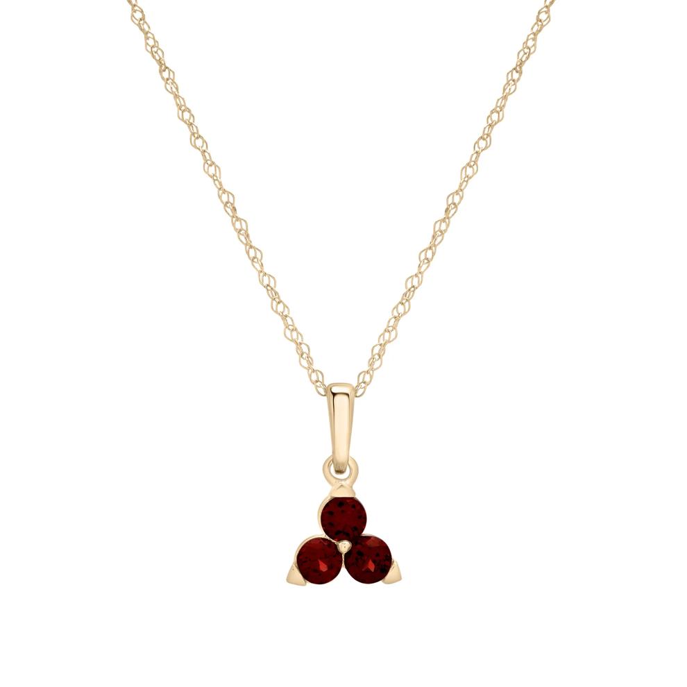 Garnet Three-Stone Triangle Birthstone Pendant in 10K Yellow Gold – Image 1 of 4