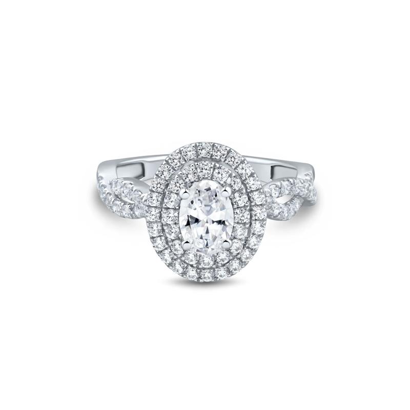 Lab Grown Diamond Halo Engagement Ring in 14K White Gold &#40;1 1/2 ct. tw.&#41; – Image 1 of 3