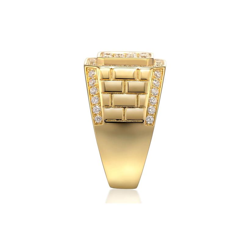 Men&rsquo;s Diamond Signet Ring with Brick Pattern in 10K Yellow Gold &#40;1 1/2 ct. tw.&#41; – Image 3 of 3