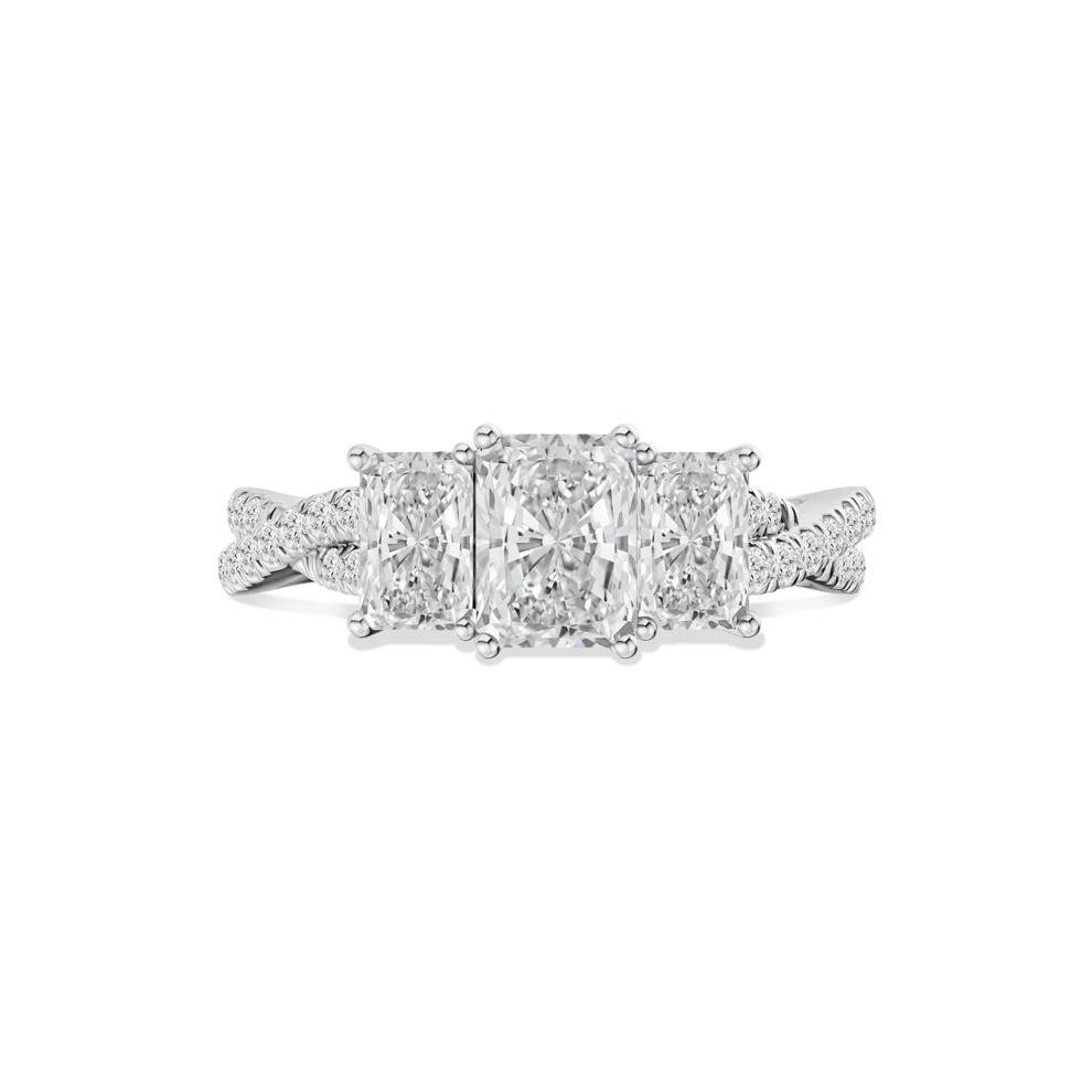 Diamond Radiant-Cut Three-Stone Engagement Ring in Platinum (1 3/4 ct. tw.) – Image 1 of 4