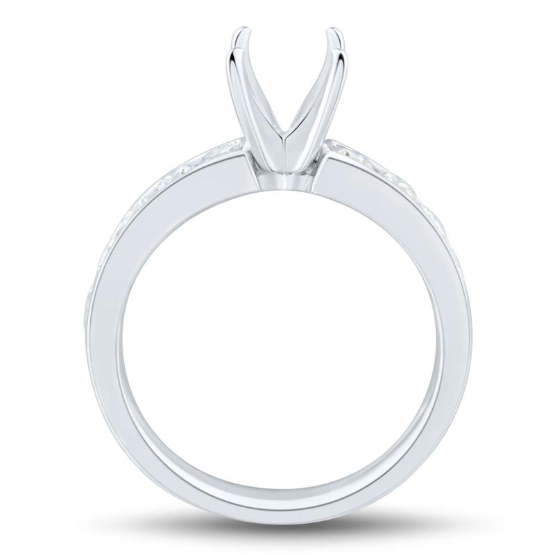 1/2 ct. tw. Round Diamond Channel Semi-Mount Engagement Ring Set in 14k White Gold &#40;Setting Only&#41; – Image 7 of 9