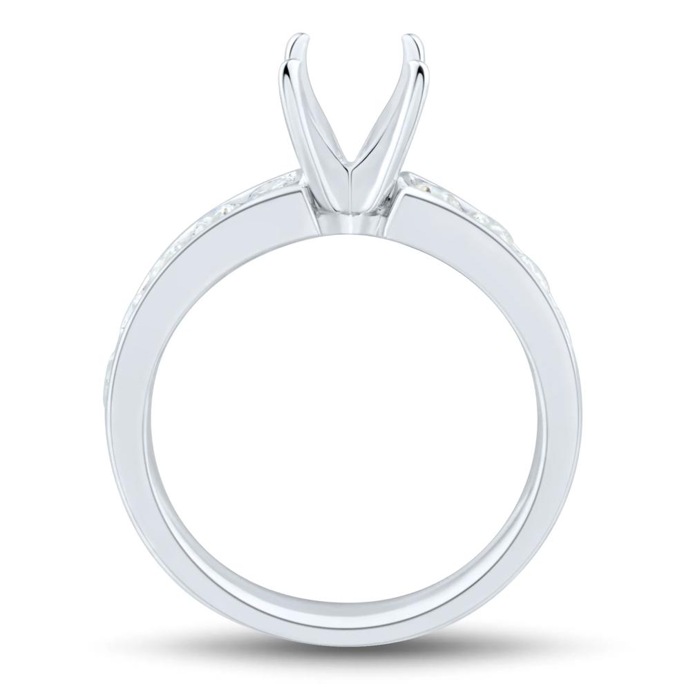 1/2 ct. tw. Round Diamond Channel Semi-Mount Engagement Ring Set in 14k White Gold (Setting Only) – Image 7 of 9