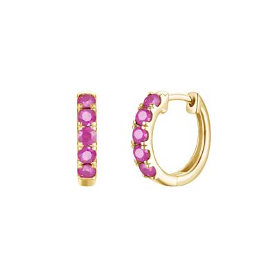 Ruby Hoop Earrings in 10K Yellow Gold
